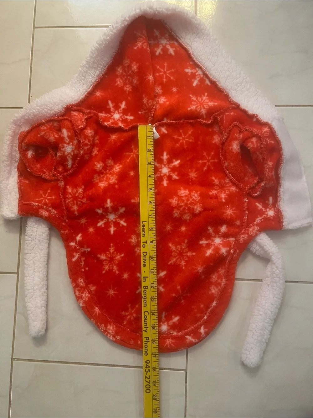 Red with White Snowflakes Fleece with White Sherpa Accents Hooded Robe for Dog